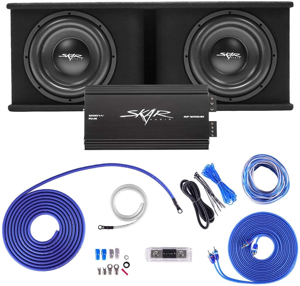 Skar Audio BNDLE-SDR-2X12D4-RP-1200.1D-SKAR4ANL-OFC Subwoofer for truck regular cab