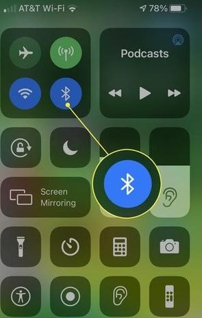 Move the Bluetooth icon