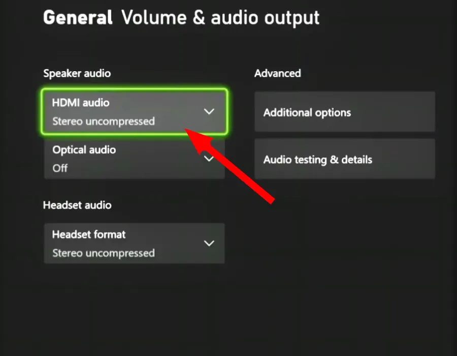 HDMI Audio Setting for Xbox