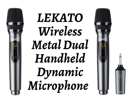 LEKATO Wireless Microphone, K380S Metal Dual Handheld Dynamic Microphone