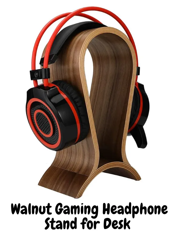 Walnut Gaming Headphone Stand for Desk