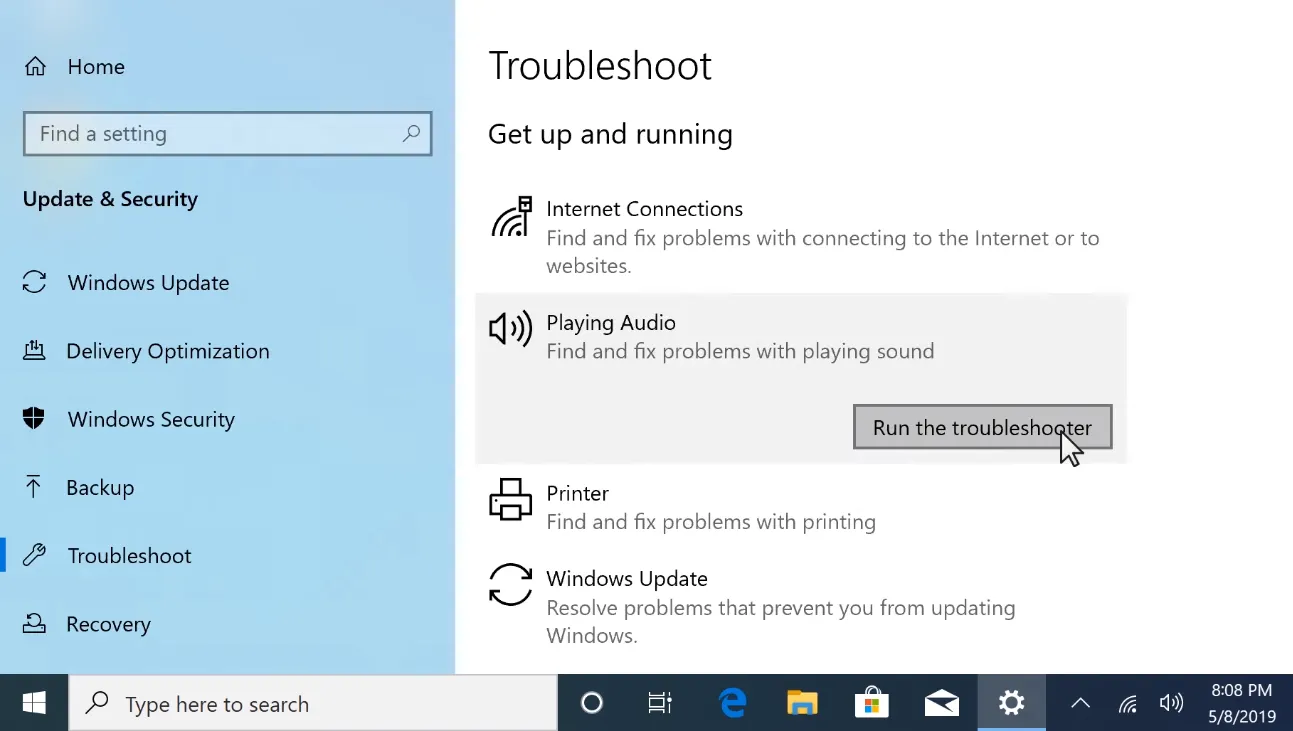 Audio Output Settings Troubleshooting